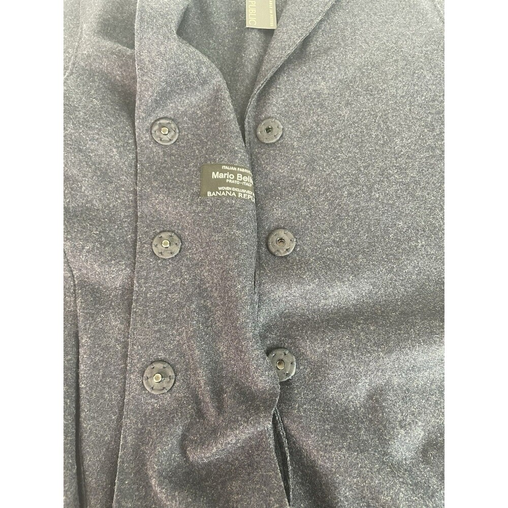 New Banana Republic XS Flannel Coat Dark Blue Mario Bellucci Wool Blend Snaps - Picture 6 of 9